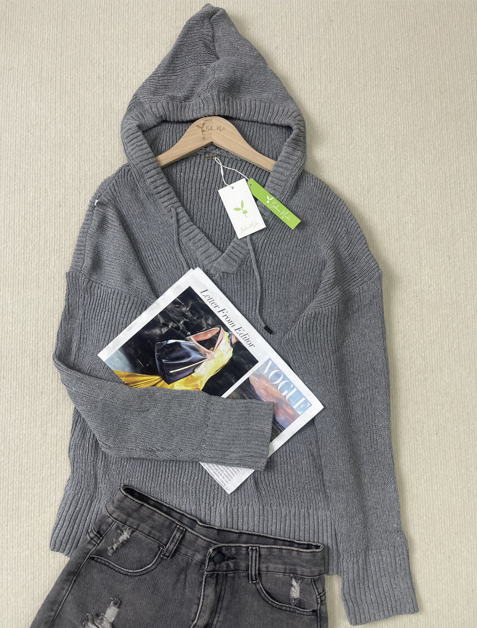 Monci® - Grauer einfarbiger Kapuzenpullover