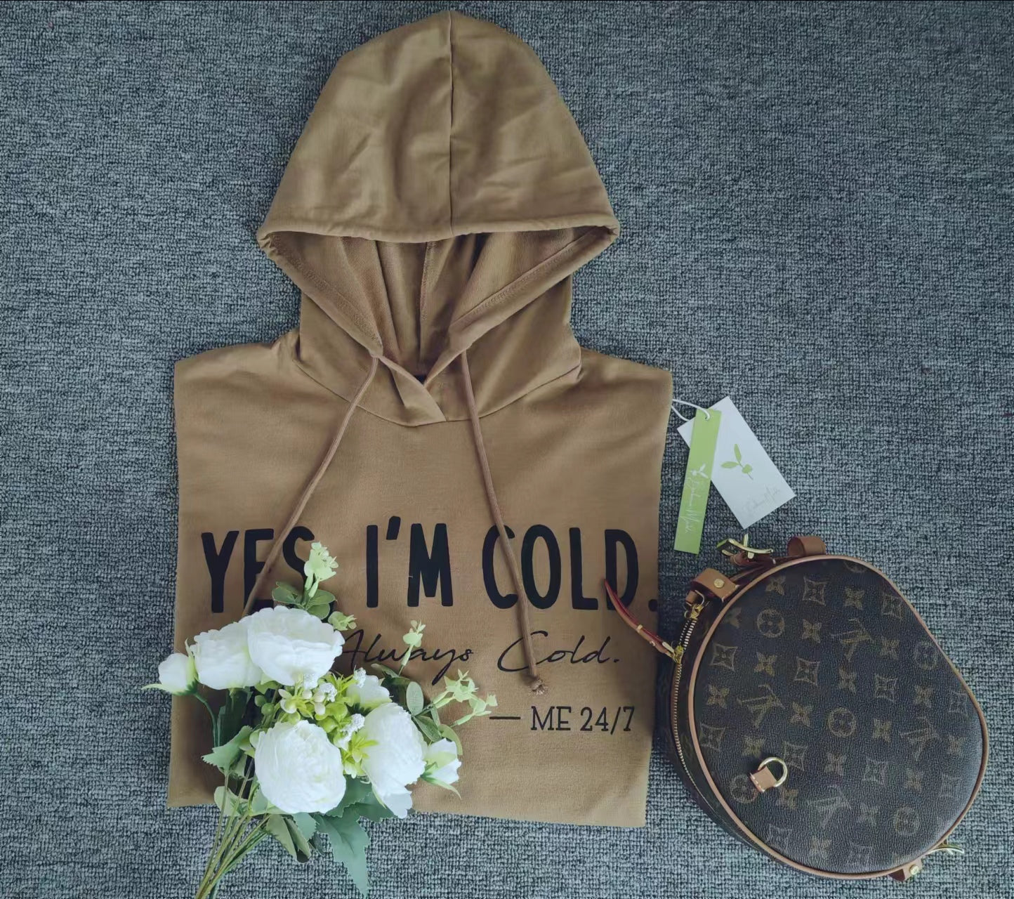 Even&Vil® - Braunes langärmeliges Sweatshirt mit Buchstaben