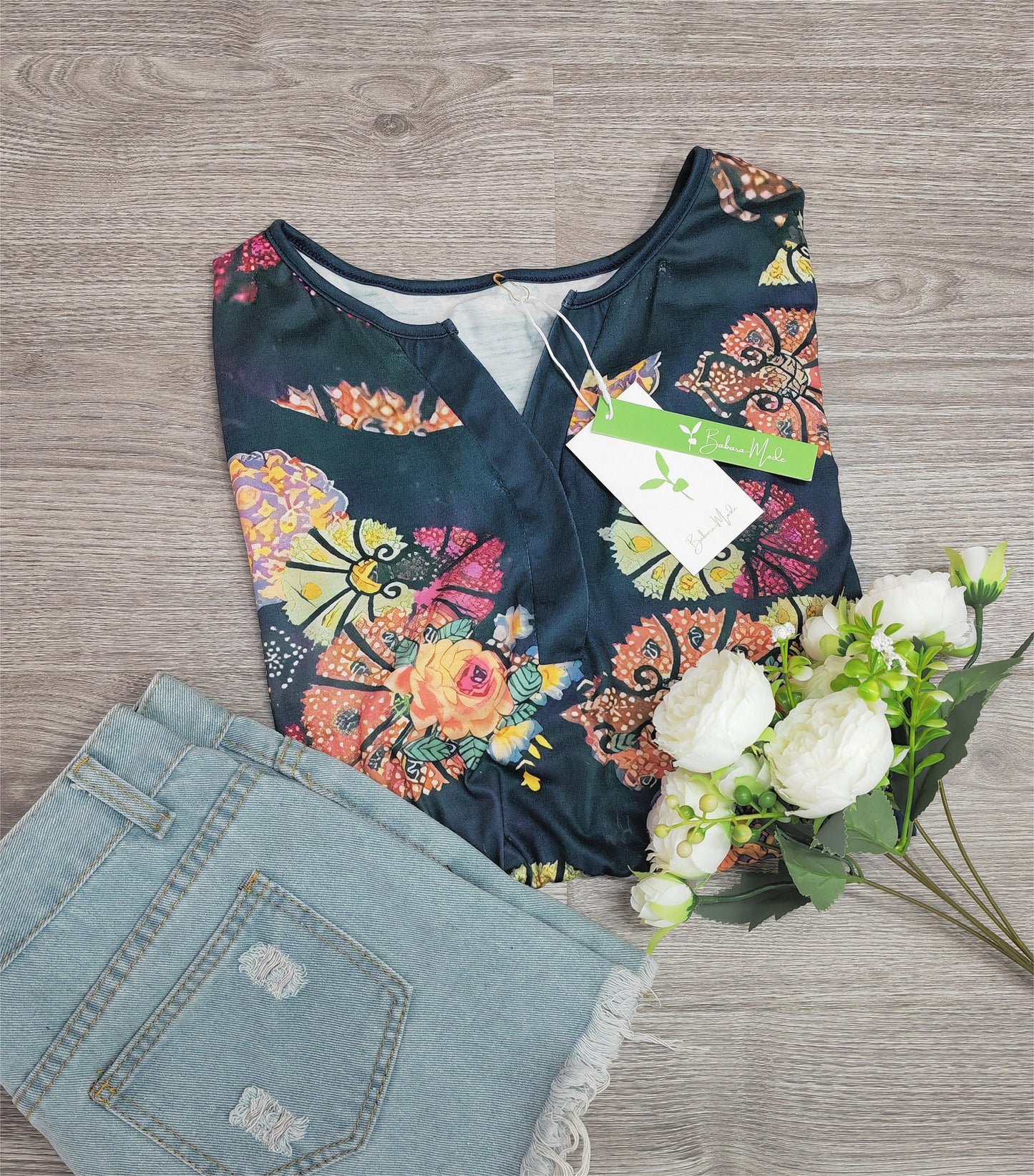 PureWear® - Trendiges kurzärmeliges Print-Top