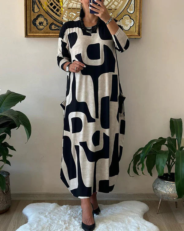 Eudora - Langärmeliges Kleid mit Druck