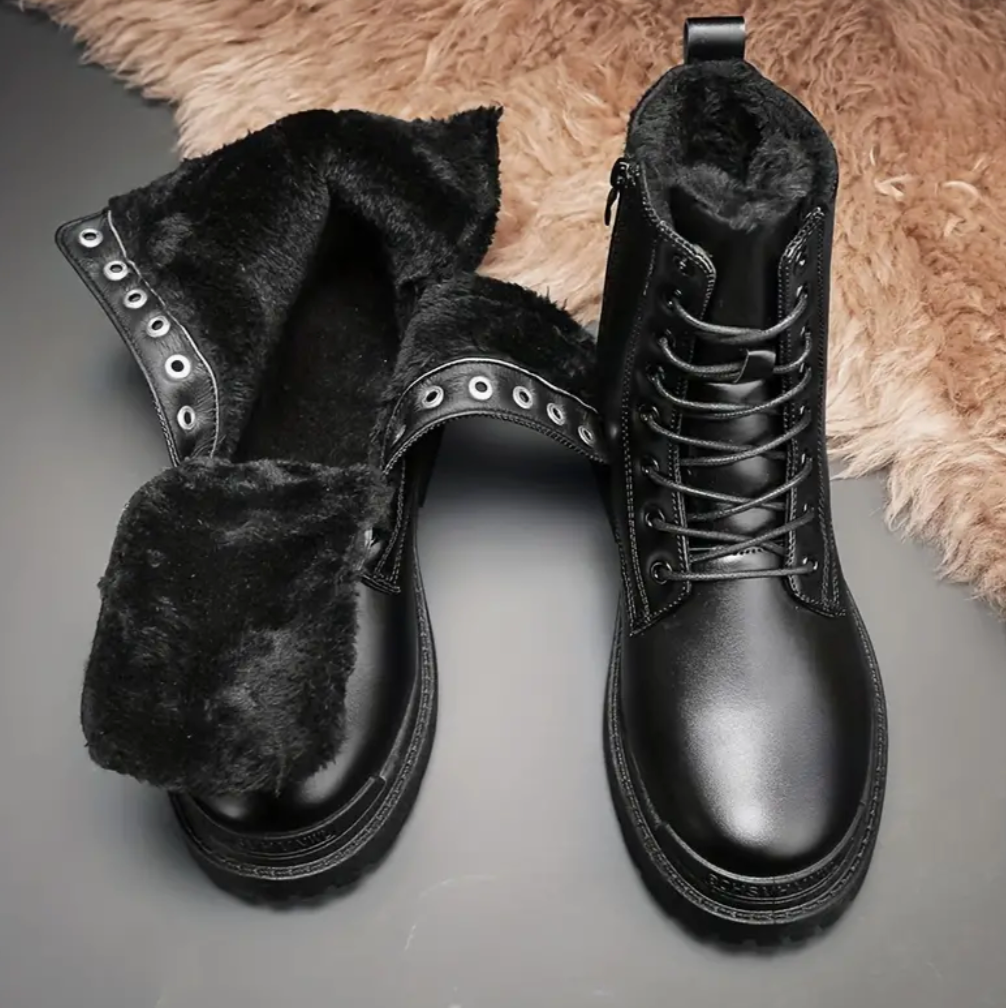 Linn™ | Schwarze Leder-Winterstiefel
