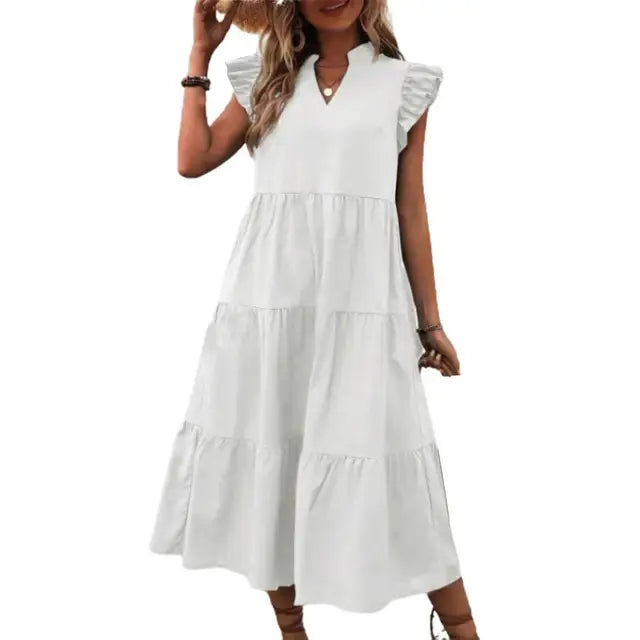 Sophia - Königsblaues Maxikleid mit Volants