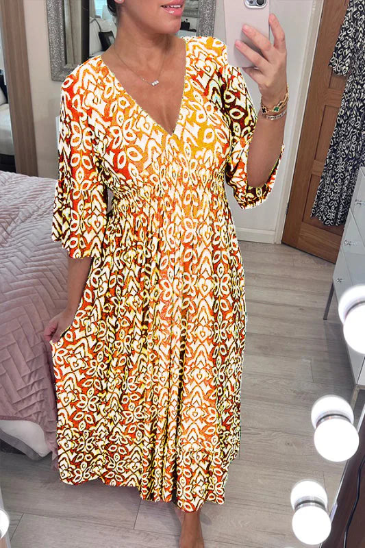 Flora - Lässiges Kleid mit V-Ausschnitt und Blumenmuster