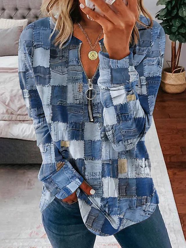 Fallstil - schickes blaues print-top
