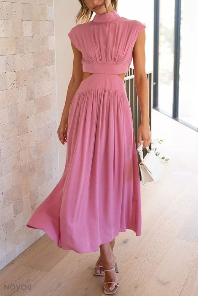 Lorna Rollkragen Taille Ausgeschnitten Sommer Midi-Kleid