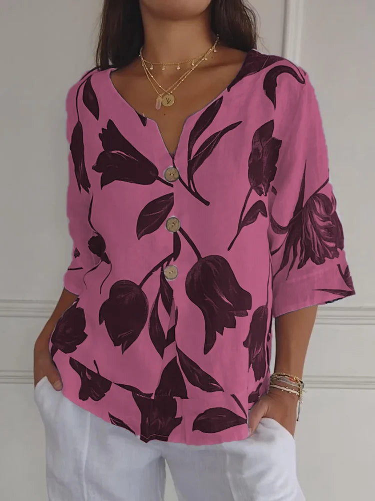 Damen Casual V-Ausschnitt Top - Tunika