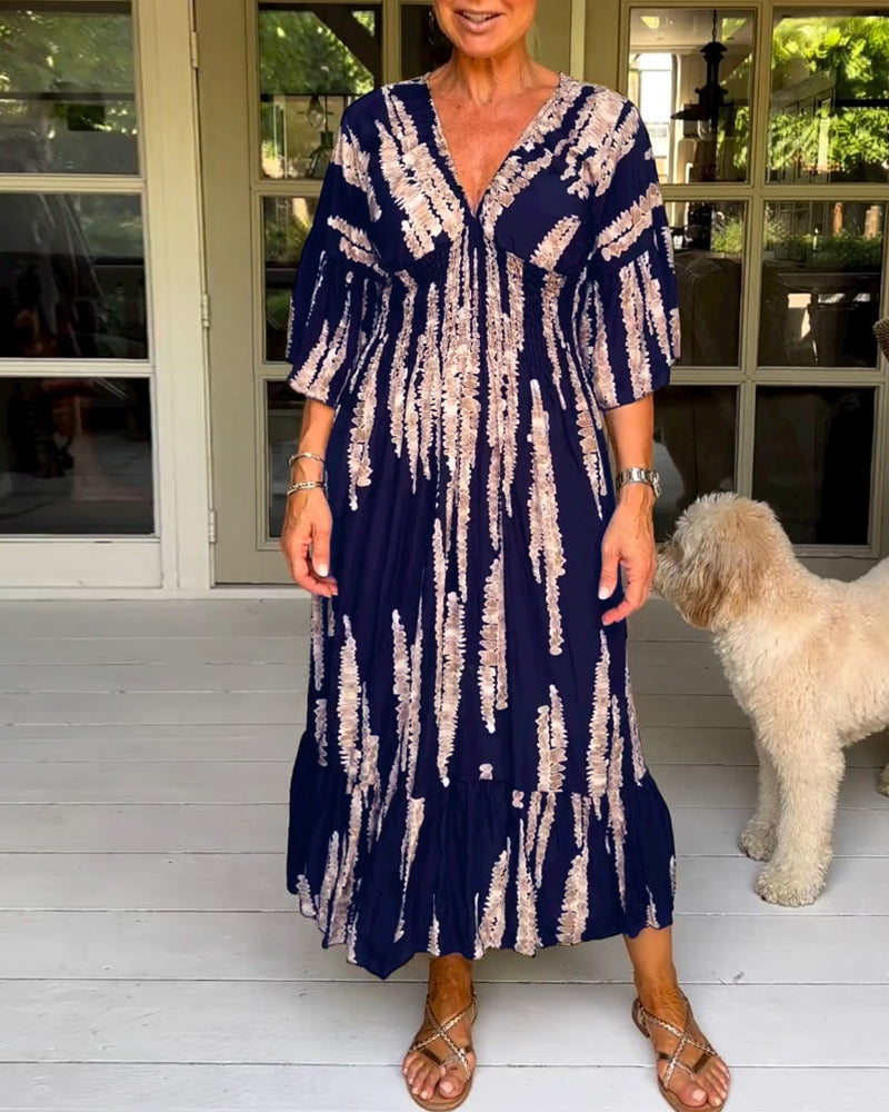 Sommerliches, geblümtes Maxikleid mit V-Ausschnitt - Yvanna