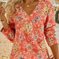 FallStil® - Boho Sommer Blume Rot V-Ausschnitt Top