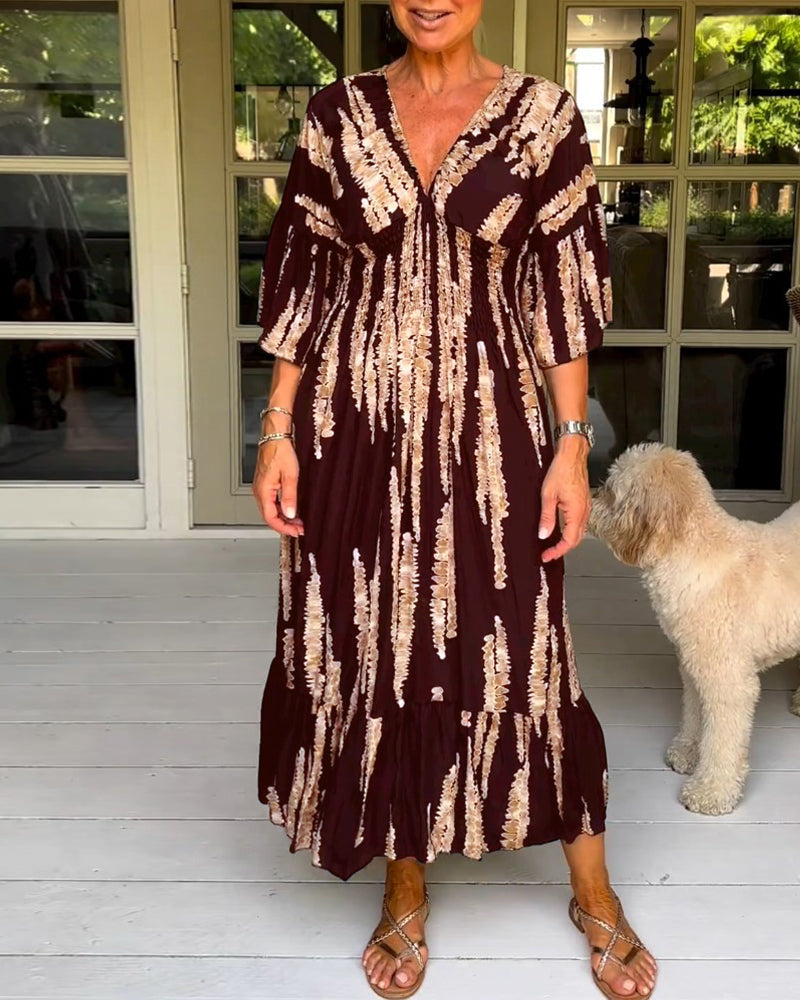 Sommerliches, geblümtes Maxikleid mit V-Ausschnitt - Yvanna