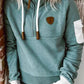 Even&Vil® - Grüner Langarm-Kapuzenpullover mit Kordelzug