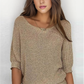 FallStil® - Goldfarbener einfarbiger Pullover mit Rundhalsausschnitt