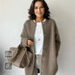 Fallstil - brauner kaffee langarm strickjacke mit knopfleiste