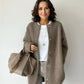 Fallstil - brauner kaffee langarm strickjacke mit knopfleiste
