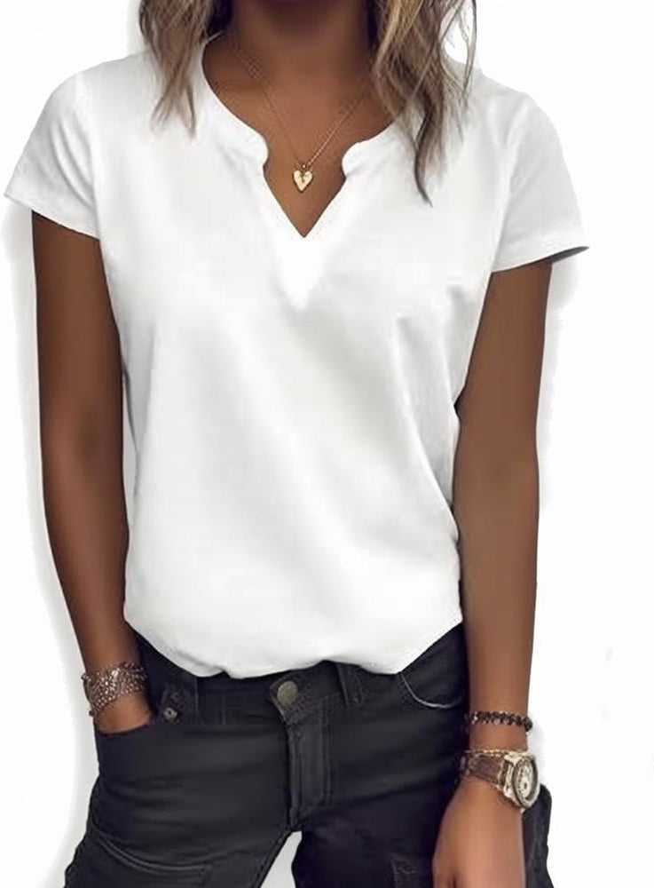 PureWear® - Einfarbiges weißes Basic-Top mit kurzen Ärmeln
