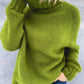 HerbstTrend® - Grasgrüner übergroßer Rollkragenpullover aus Strick