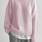 WinterTrend® - Rosa einfarbiger Pullover mit langen Ärmeln und Rundhalsausschnitt