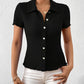 Schwarzes Herzknopf Shirt - Sophie