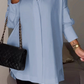 Elegante Oversize-Hemdbluse mit Rollärmeln