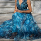 Bohemian Resort Style Pfauenblau Langes Kleid - Debie