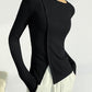 Carl&Coni® - Einfarbiger schwarzer Pullover mit Rundhalsausschnitt