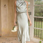 Satinista - Unifarbenes One-Shoulder-Kleid
