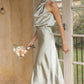 Satinista - Unifarbenes One-Shoulder-Kleid