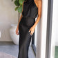 Satinista - Unifarbenes One-Shoulder-Kleid