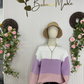 HerbstTrend® - Lila Color Block Langarmpullover