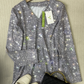WinterTrend® - Silber Metallic Disco Flitter Druck V-Ausschnitt Langarm Top