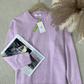 WinterTrend® - Rosa einfarbiger Pullover mit langen Ärmeln und Rundhalsausschnitt