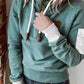 Even&Vil® - Grüner Langarm-Kapuzenpullover mit Kordelzug