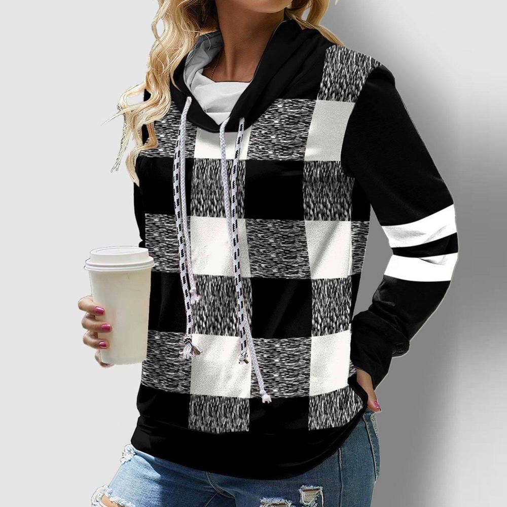 FallStil® - Schwarz-weißer Schachbrett-Kapuzenpulli