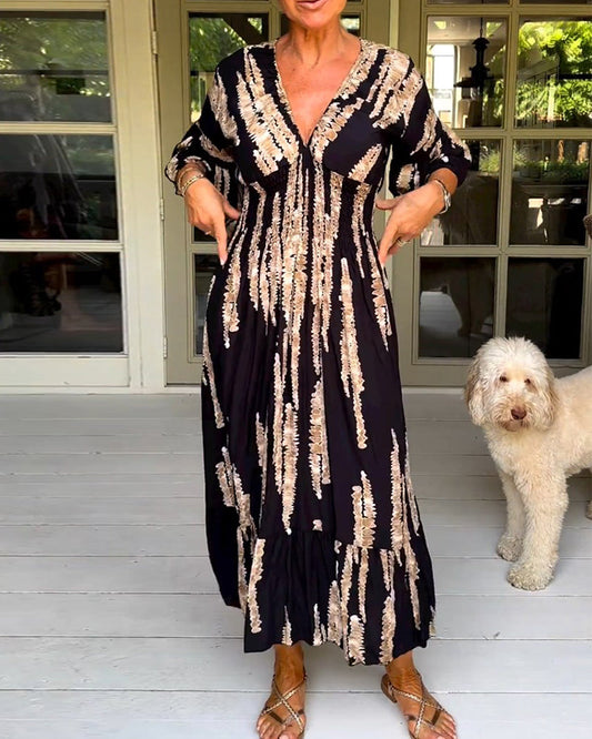Sommerliches, geblümtes Maxikleid mit V-Ausschnitt - Yvanna