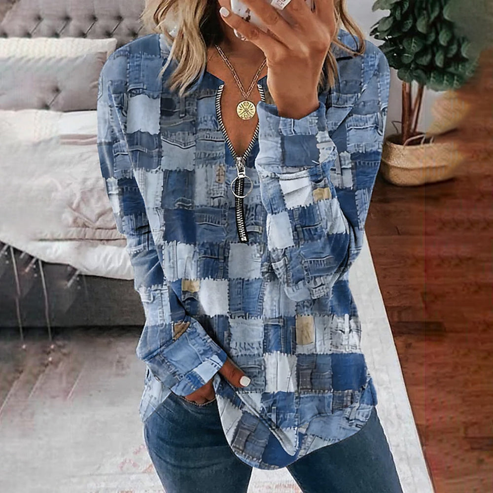 Fallstil - schickes blaues print-top