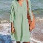 Einfarbiges Resort-Kleid mit Tasche