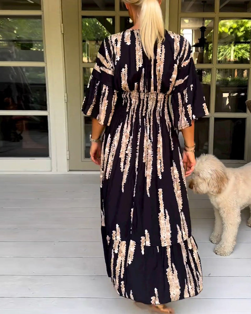 Sommerliches, geblümtes Maxikleid mit V-Ausschnitt - Yvanna
