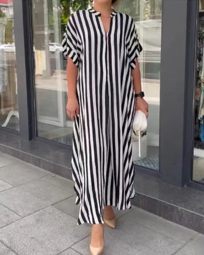 Amara | Elegantes Kleid mit V-Ausschnitt und Streifen | 50% OFF!