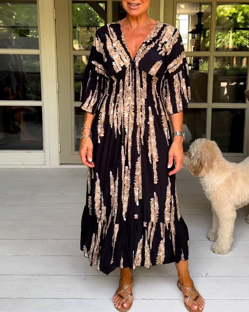 Sommerliches, geblümtes Maxikleid mit V-Ausschnitt - Yvanna