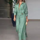 Amytist - Elegantes langärmeliges Damenkleid mit Seitenschlitz