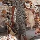 FREJA - Langes Kleid mit Leopardenmuster