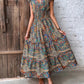 FallStil® - Buntes Paisley geraffte Taille Langes Sommerkleid