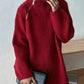 Scarlet | Roter einfarbiger Pullover mit hohem Halsausschnitt