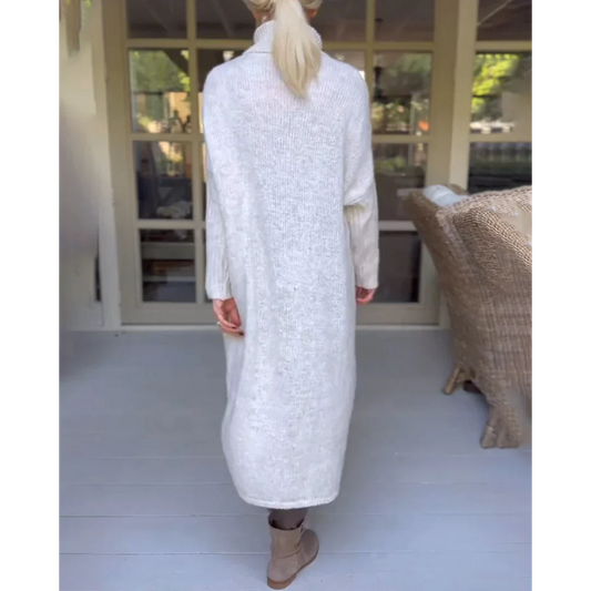 AMALIE -  Langer Pullover mit hohem Halsausschnitt