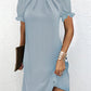 Knielanges Kleid mit Laternenärmeln