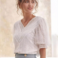 Retro Spitze Puffärmel Chiffon Bluse - Brianna