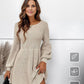 WinterTrend® - Apricotfarbenes einfarbiges Mini-Pulloverkleid