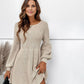 WinterTrend® - Apricotfarbenes einfarbiges Mini-Pulloverkleid