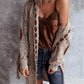 Monci® - Khaki Diamond Patch Langer Cardigan mit Kapuze