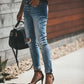 VICTORIA - Hellblaue zerrissene Jeans