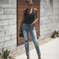 VICTORIA - Hellblaue zerrissene Jeans